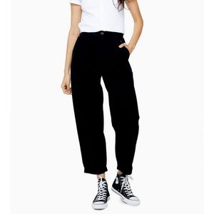 TOPSHOP high-rise tapered cotton-twill trousers